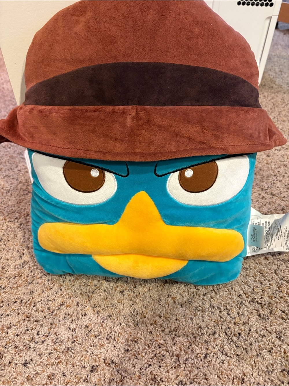 Disney Perry the Platypus Squared Plush Pillow - Teal, Yellow & Brown